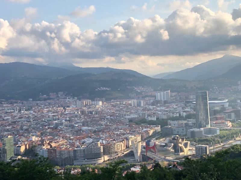 The Artxanda Funicular railway high up overlooking Bilbao city and district
