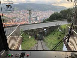 The Artxanda Funicular railway high up overlooking Bilbao city and district